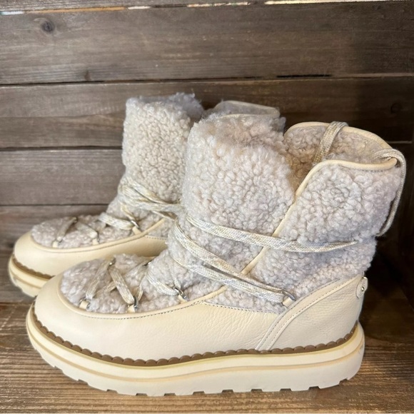 Sam Edelman Orelia Women’s Ivory Shearling Ankle Winter Snow Boots Size 9.5 M - Picture 1 of 5